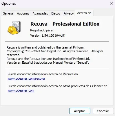 Piriform Recuva Versión Pro Full Español